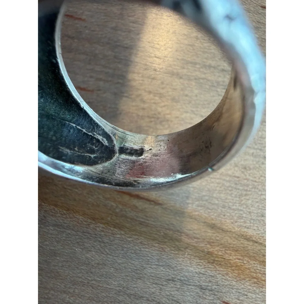Dian Malouf‎ Sterling Silver Ring Womens Size 7 Silver Etched Star Wide Band